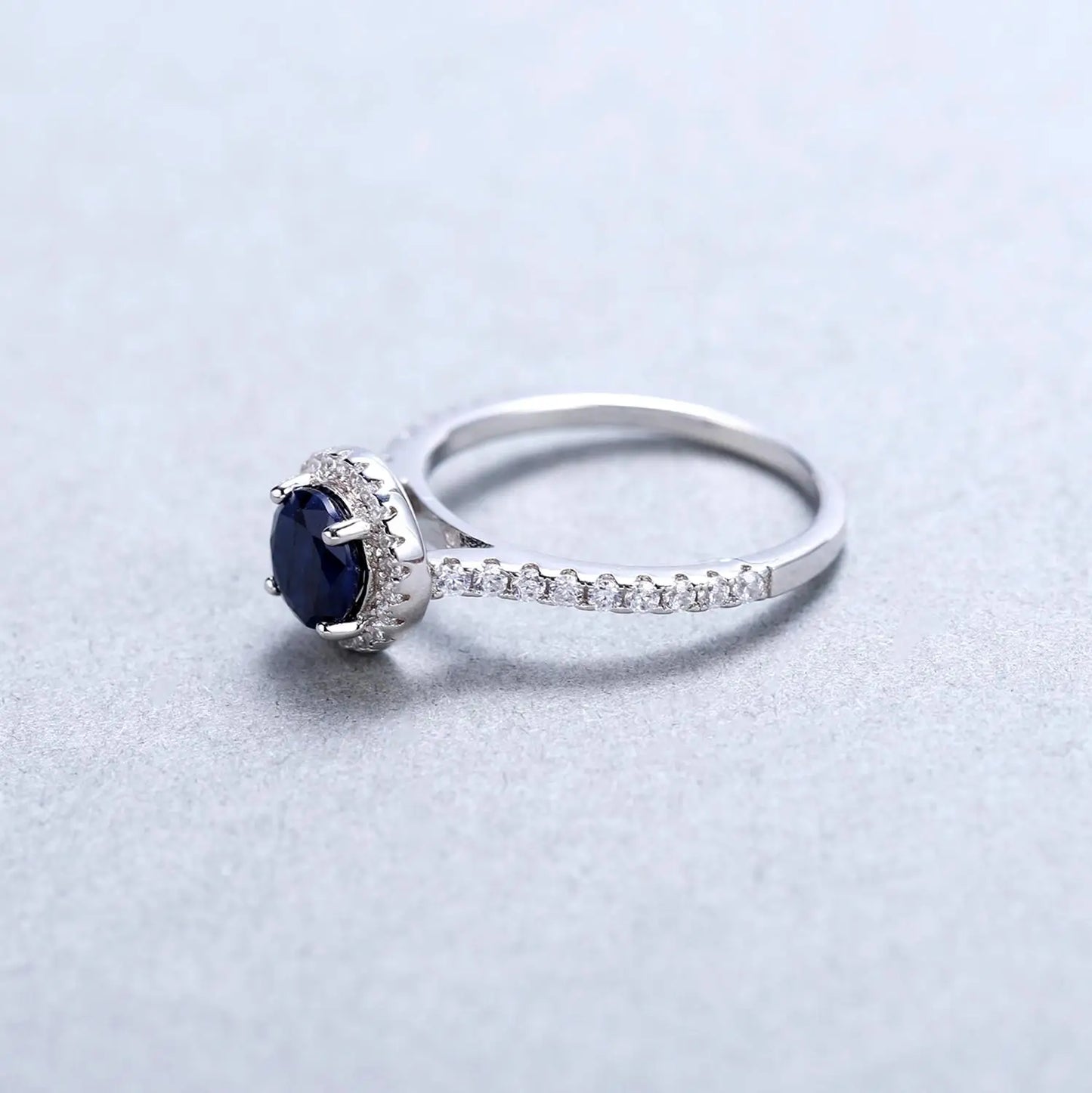 Gem's Ballet 1.84Ct Natural Blue Sapphire Halo Engagement Ring For Women 585 14K 10K 18K Gold 925 Silver Ring Fine Jewelry