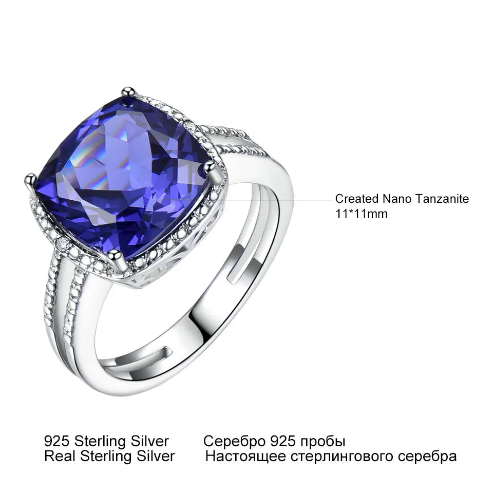 UMCHO Luxury Tanzanite Rings For Women Female Engagement Genuine Solid 925 Sterling Silver Jewelry Christmas Gift With Box