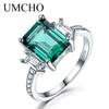 UMCHO Blue Topaz Gemstone Rings for Women Genuine 925 Sterling Silver Aquamarine Ring Romantic Wedding Engagement Fine Jewelry China Emerald