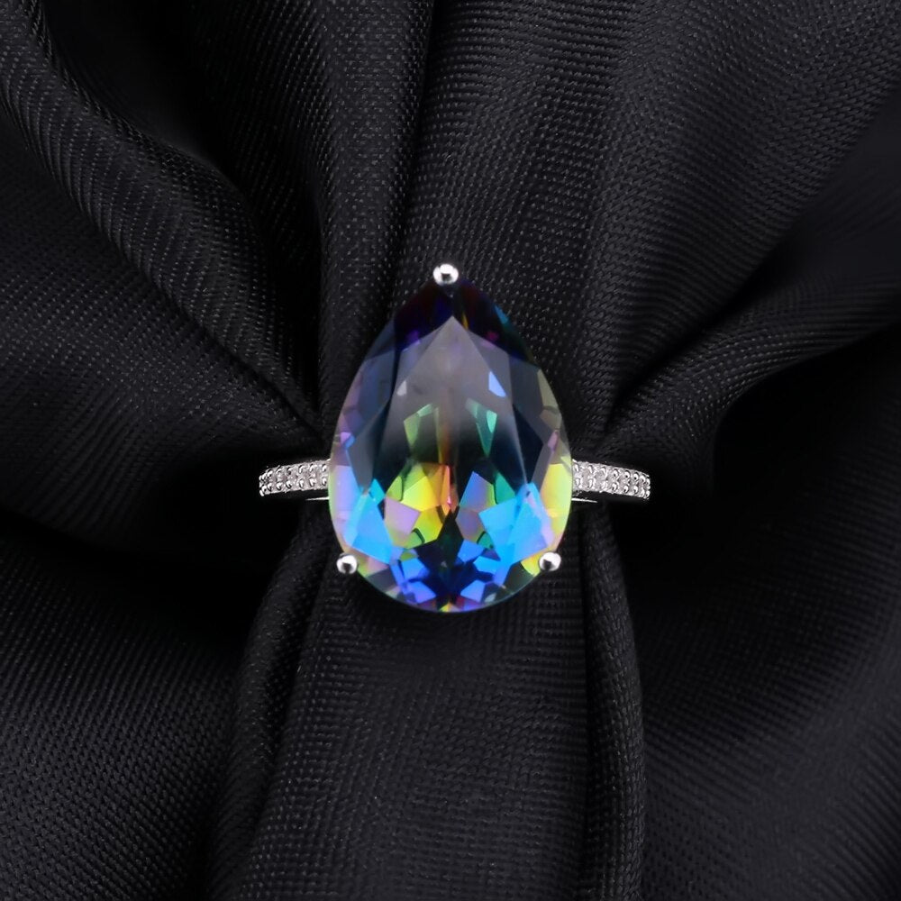Gem&#39;s Ballet 10.67Ct Natural Rainbow Mystic Quartz Ring 925 Sterling Silver Gemstone Cocktail Rings For Women Fine Jewelry