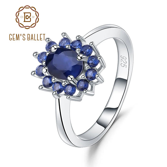 GEM'S BALLET 1.89Ct Natural Blue Sapphire 925 Silver Ring 585 14K 10K 18K Gold Gemstones Vintage Rings For Women Fine Jewelry