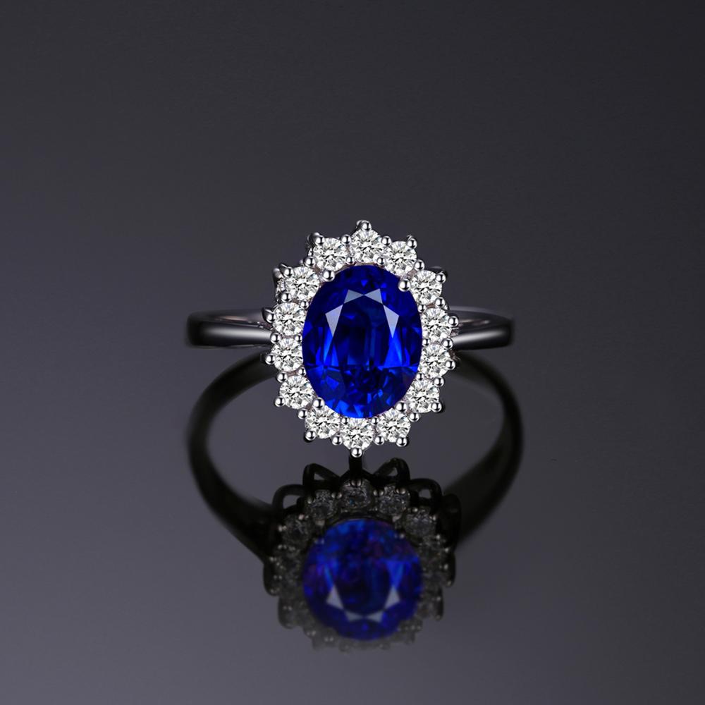 Jewelry Palace Princess Diana Created Blue Sapphire 925 Sterling Silver Engagement Ring Ruby Natural Amethyst Citrine Blue Topaz