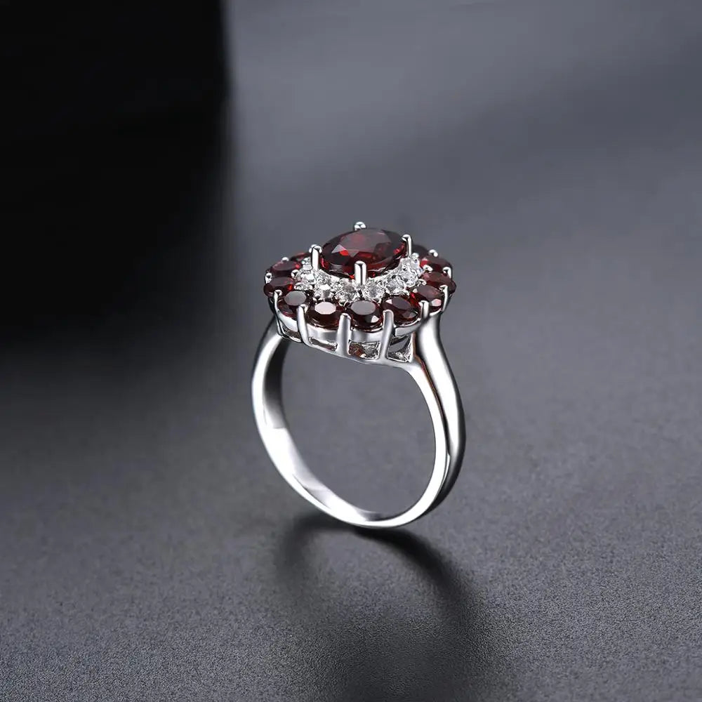 Hutang Natural Mozambique Garnet 925 Silver Ring Red Gemstone Solid 925 Sterling Silver Vintage Rings Fine Elegant Women Jewelry