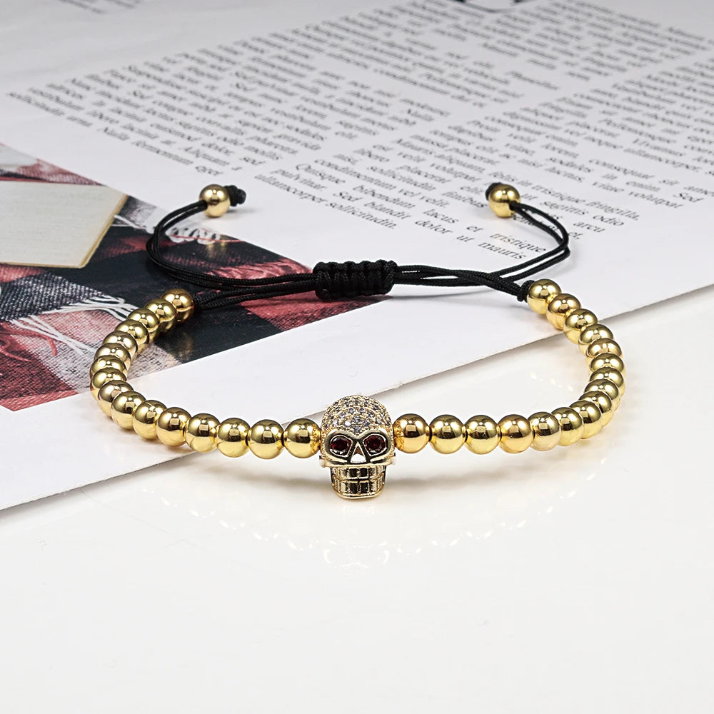 New Couple Bead Bracelet Micro CZ Crown Braided Bracelets For Men Women Adjustable Bangles His Hers Hand Jewelry Lover DIY Gifts