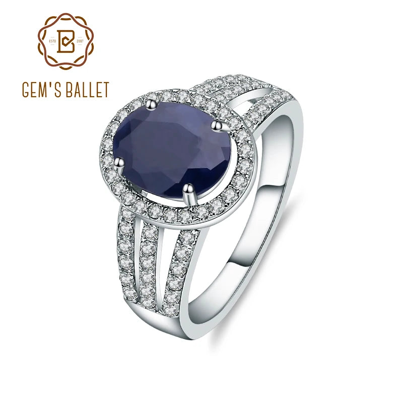 Ring Gem's Ballet Natural Oval Blue Sapphire Rings Solid 585 14K 10K 18K Gold 925 Silver Gemstone Cocktail Ring For Women