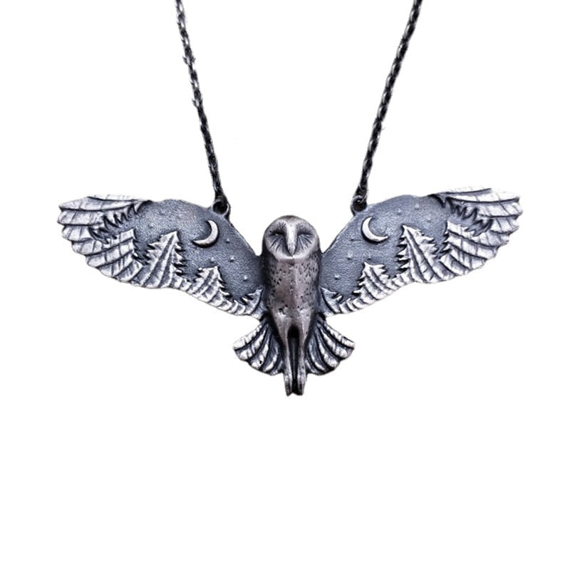 Fashion Simple Compact and Exquisite Animal Crow Raven Eagle Pendant Necklaces for Men Punk Jewelry Gift AL5888-Silver