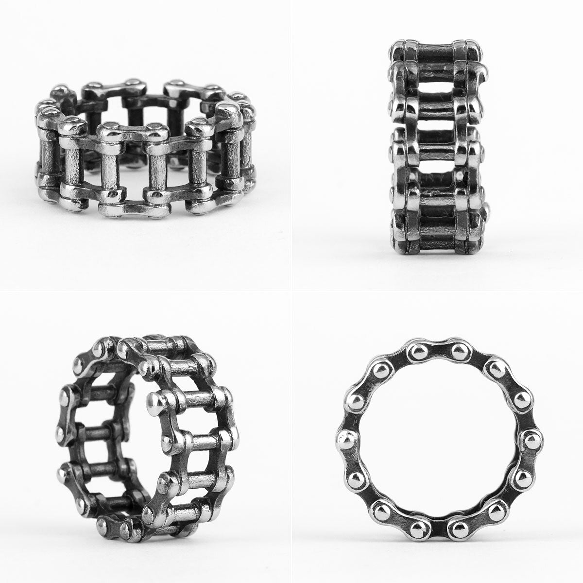 Industrial Style Mechanical Chain Stainless Steel Mens Rings Punk Hip Hop for Male Boy Biker Jewelry Creativity Gift