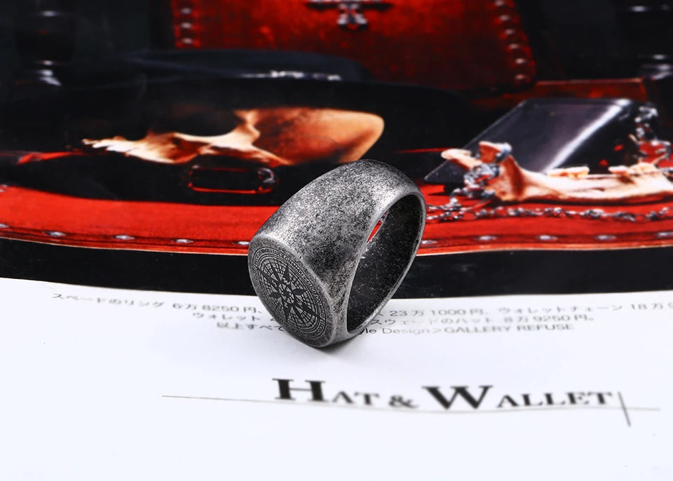 BEIER 316L Stainless Steel Vintage Viking Compass Men's Ring Navigation Odin Amulet High Quality Jewelry BR8-179