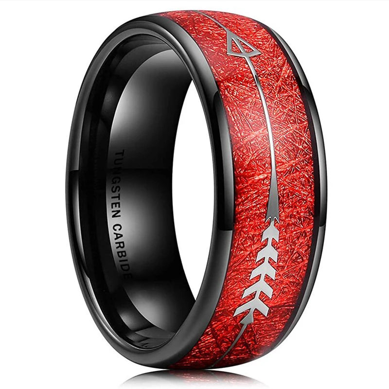 2025 Trendy 8mm Black Titanium Wedding Stainless Steel Rings For Men Inlay Colorful Abalone Shell Ring Men Wedding Band Jewelry