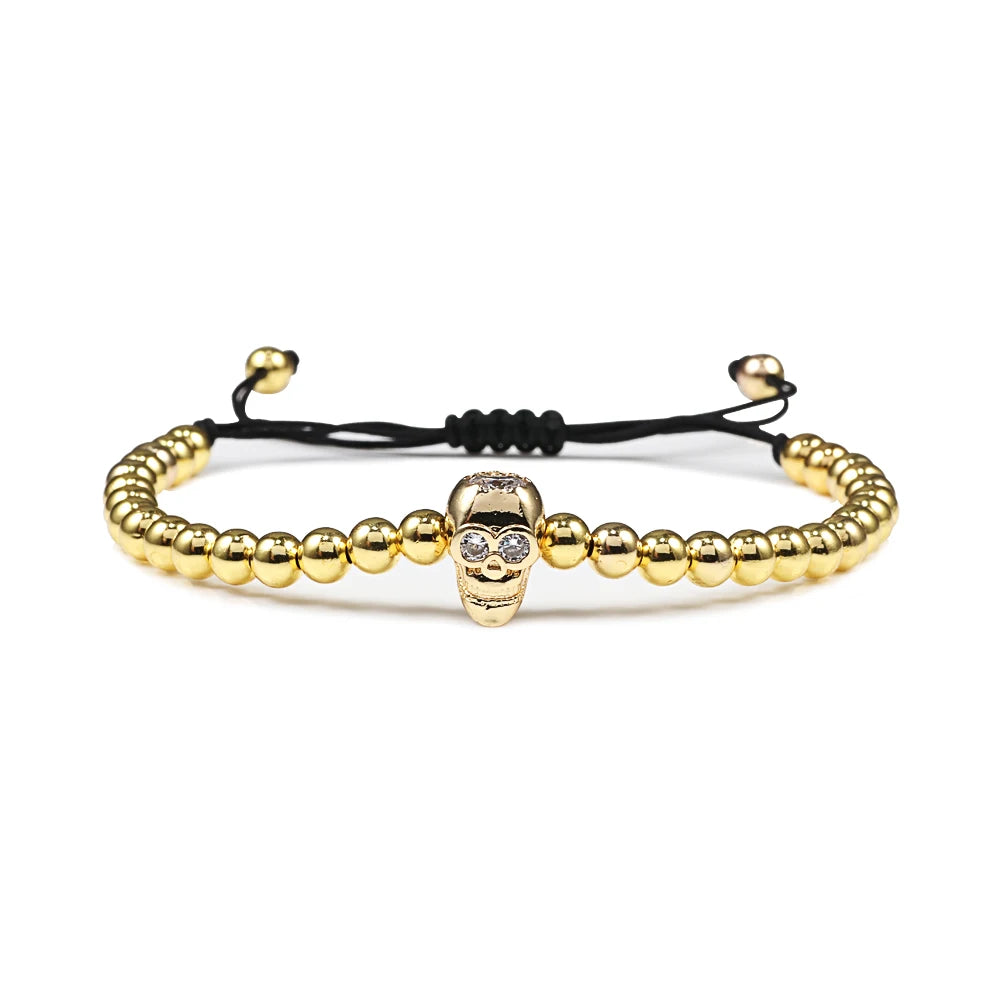 New Couple Bead Bracelet Micro CZ Crown Braided Bracelets For Men Women Adjustable Bangles His Hers Hand Jewelry Lover DIY Gifts