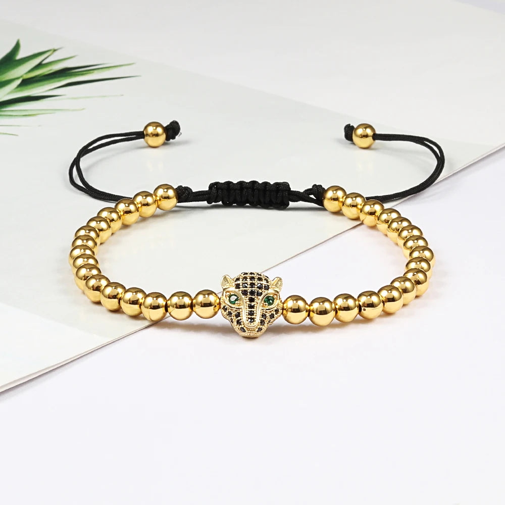 New Couple Bead Bracelet Micro CZ Crown Braided Bracelets For Men Women Adjustable Bangles His Hers Hand Jewelry Lover DIY Gifts