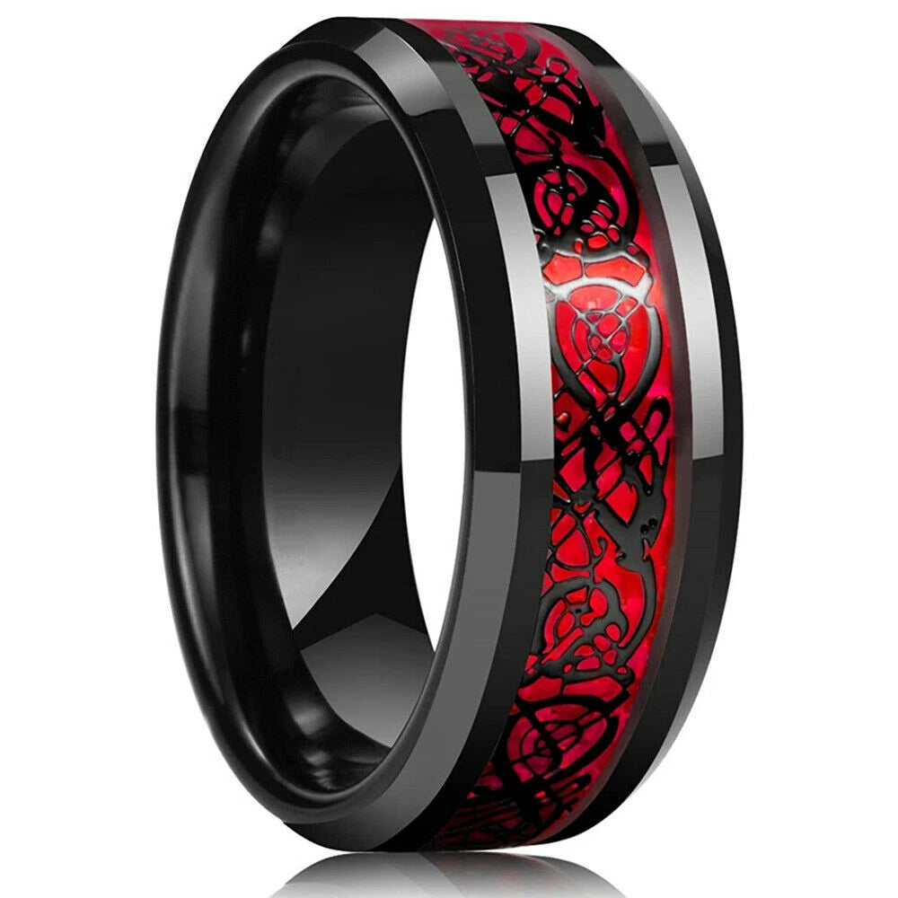 Fashio Men Rings Black Titanium Stainless Steel Rings For Men Women Brick Pattern Finish Beveled Edge Wedding Ring Party Jewelry
