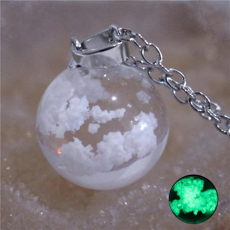 Chic Transparent Resin Rould Ball Moon Pendant Necklace Women Blue Sky White Cloud Chain Necklace Fashion Jewelry Gifts for Girl 9