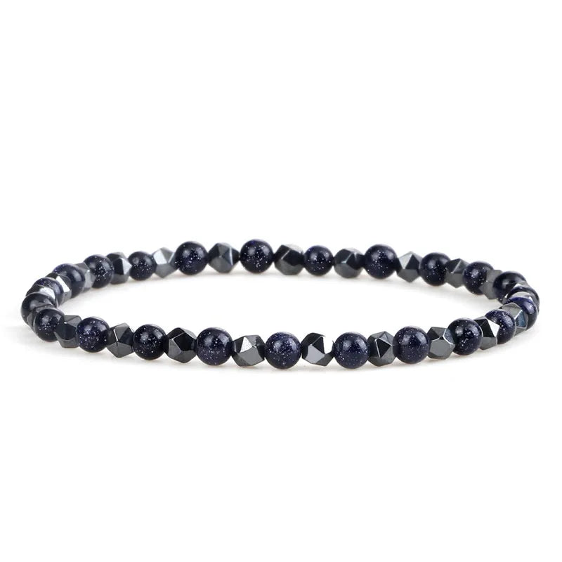 4mm Beads Bracelet Irregular Hematite Men Handmade Stretch Jewelry Black Lava Stone Charms Bracelets For Women Friendship Gifts
