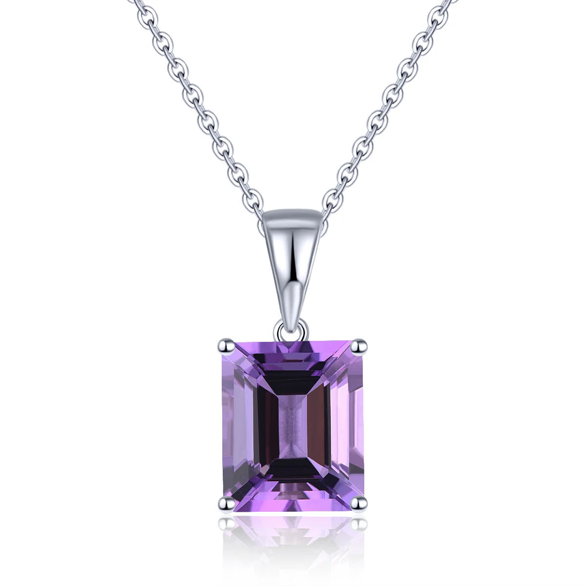 Natural Amethyst Sterling Silver Women's Pendant 3.9 Carats Genuine Crystal Octagon Cut Classic Simple Style S925 Jewelry Natural Amethyst