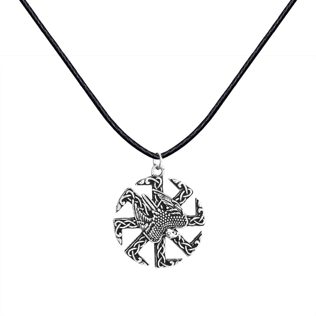 Slavic Kolovrat Wheel Amulet Pagan Pendant Necklace Viking Runes Star Of Russia Pentagram Talisman Vintage Jewelry Necklace