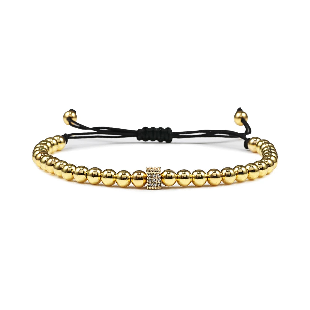 New Couple Bead Bracelet Micro CZ Crown Braided Bracelets For Men Women Adjustable Bangles His Hers Hand Jewelry Lover DIY Gifts