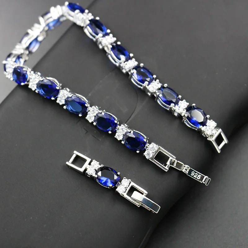 Cellacity Sapphire Bracelet for Women Geometry Silver 925 Jewelry Delicate Gemstones High Quality Fine Jewelry Anniversary Gifts