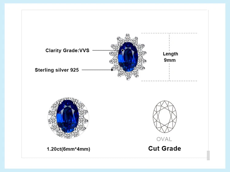 JewelryPalace Created Blue Sapphire Ruby 925 Sterling Silver Stud Earrings Natural Amethyst Garnet Peridot Topaz Princess Diana