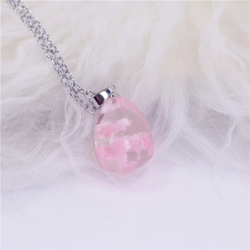 Chic Transparent Resin Rould Ball Moon Pendant Necklace Women Blue Sky White Cloud Chain Necklace Fashion Jewelry Gifts for Girl 24