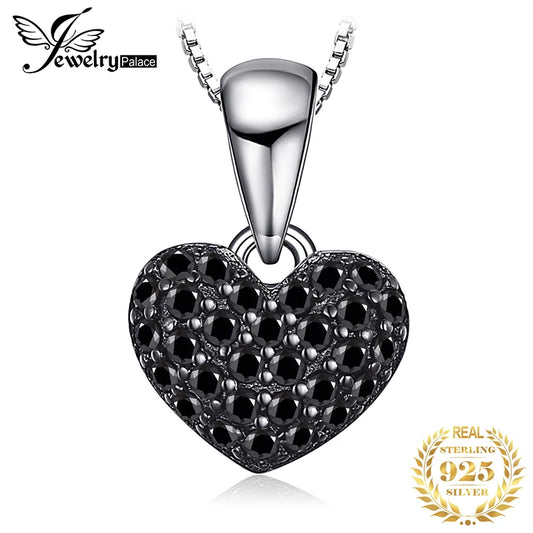 JewelryPalace Heart Love Natural Black Spinel Gemstone 925 Sterling Silver Pendant Necklace for Women Fashion Jewelry No Chain Default Title