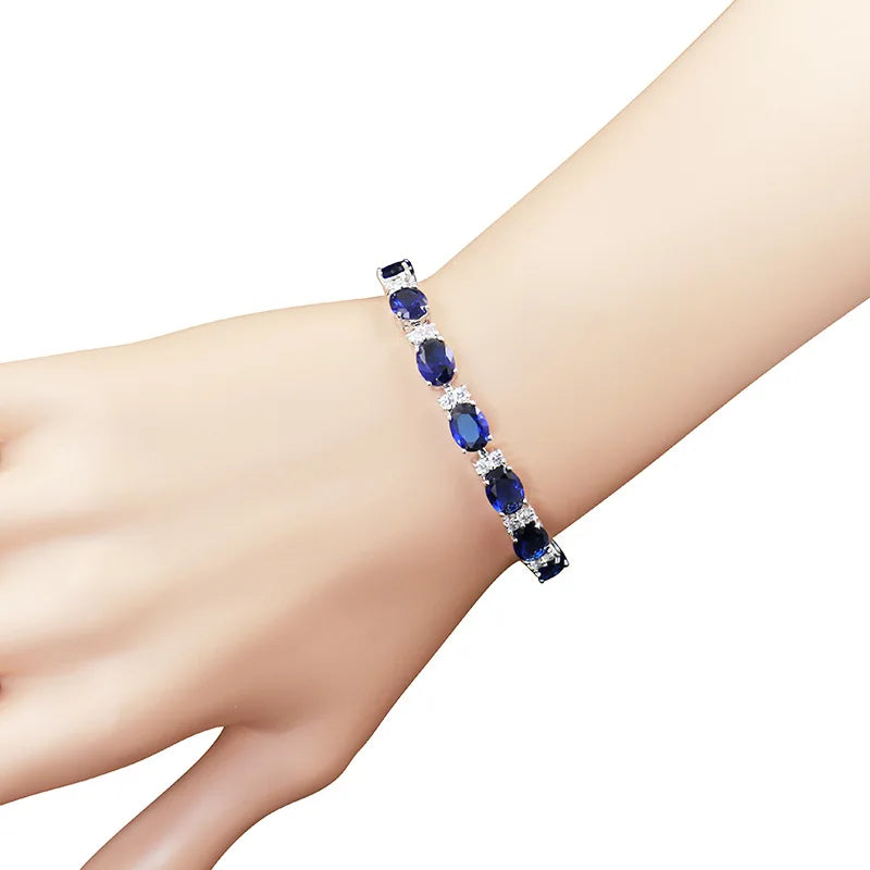 Cellacity Sapphire Bracelet for Women Geometry Silver 925 Jewelry Delicate Gemstones High Quality Fine Jewelry Anniversary Gifts