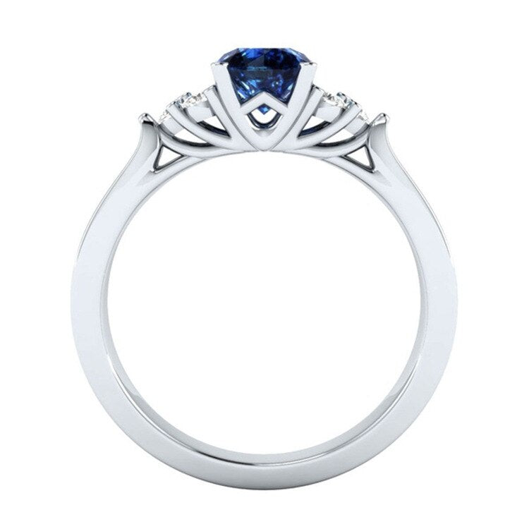 Genuine Natural Sri Lanka Sapphire S925 Sterling Silver Ring Birthstone Engagement Design Ring Ladies Blue Gemstone Fashion Ring