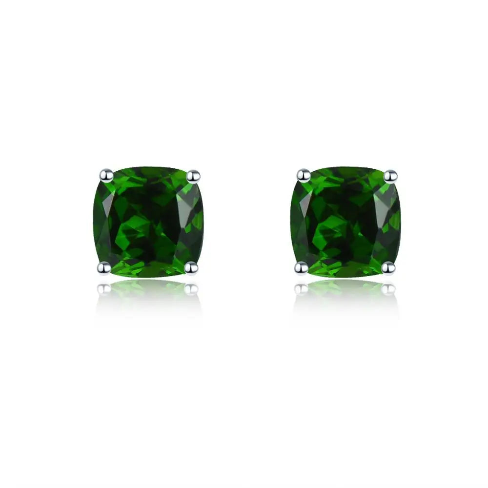 Hutang Cushion 5.0mm Genuine Diopside Stud Earrings 925 Sterling Silver Kid Earrings Korean Earings Gemstone Girls Jewelry 2020 Chrome Diopside