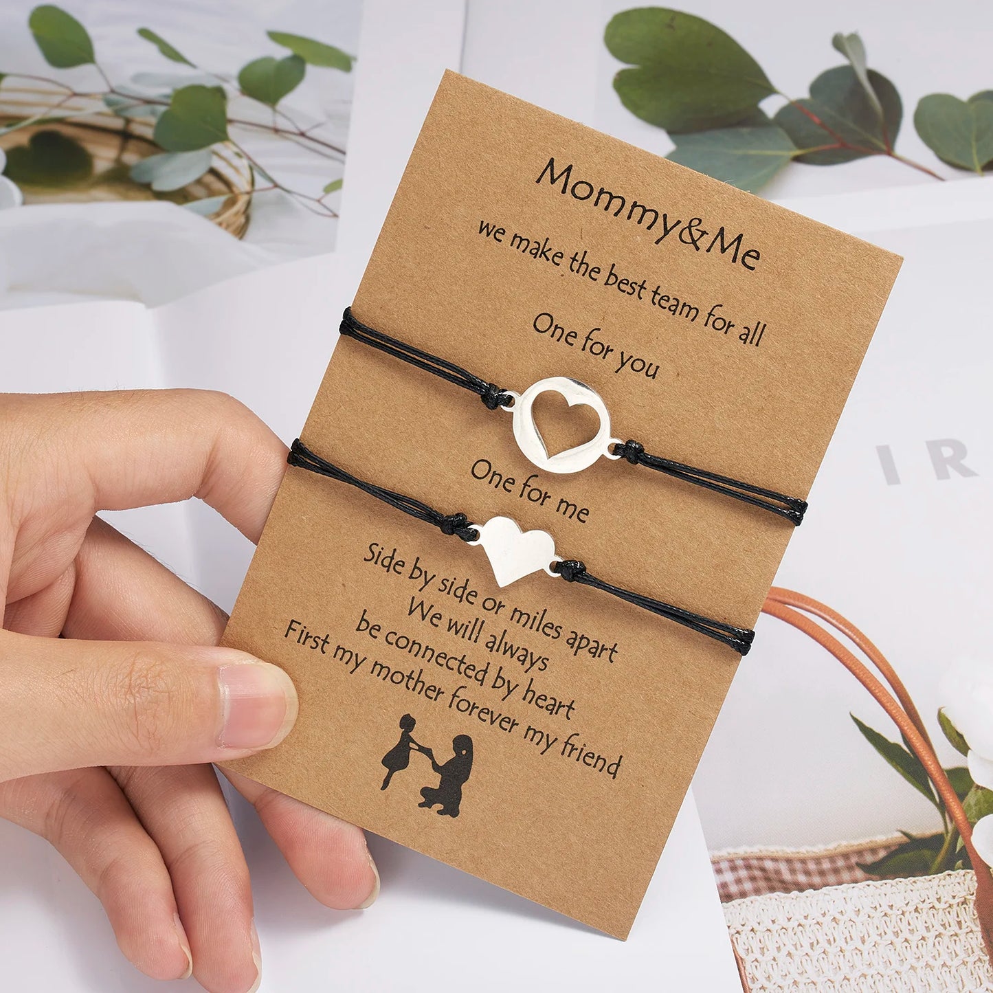 Family Friendship Couple Bracelet for Women Fashion Charm Adjustable Woven Rope Heart Butterfly Mom Sister Jewelry Lover Gifts