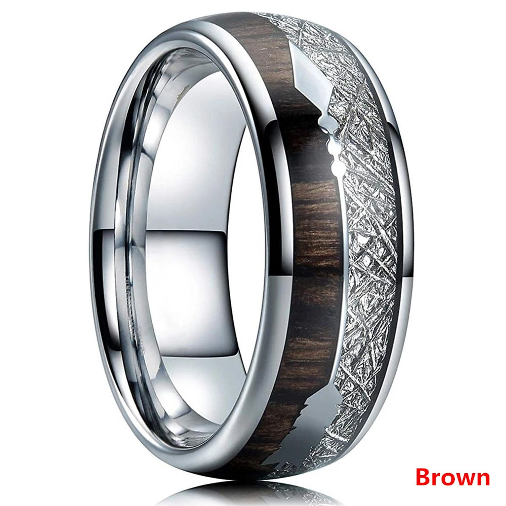 Fashion 8MM Rose Gold Color Stainless Steel Rings For Men Women Colorful Abalone Shell  Inlaid Men Rings Wedding Party Jewelry