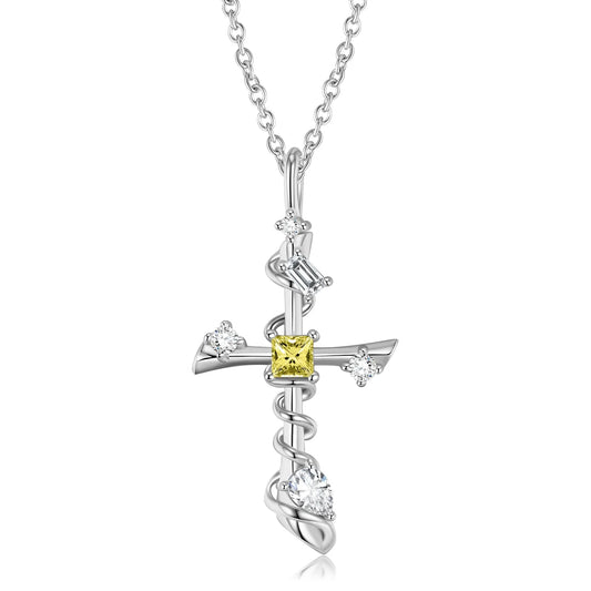 Zircon Cross Pendants for Necklace Authentic 925 Sterling Silver Necklaces Jewelry with Shiny Zircon Fashion Women Jewelry Gift