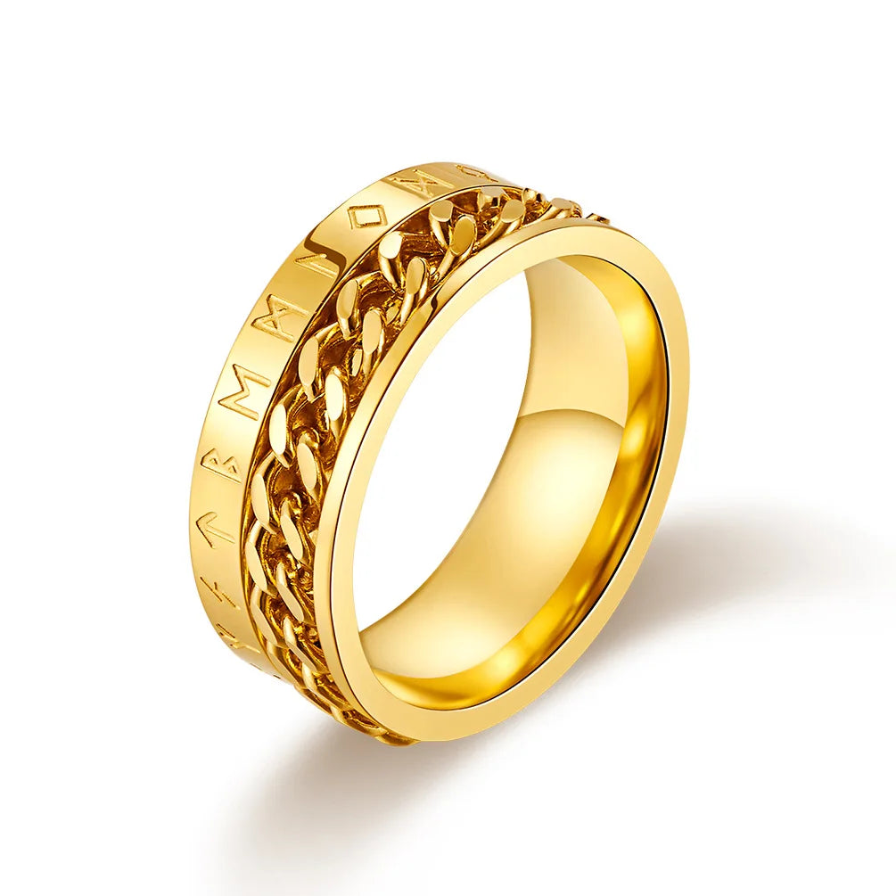 Fashion Anti Stress Anxiety Ring Figet Spinner Rings for Men Women Retro Norse Viking Runes Ring Stainless Steel Rotatable Ring