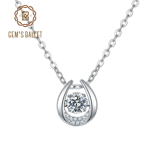 GEM'S BALLET 925 Sterling Silver Twinkle Moissanite Jewelry 5.0mm 0.5Ct Moissanite Diamond Pendant Necklace For Women Wedding