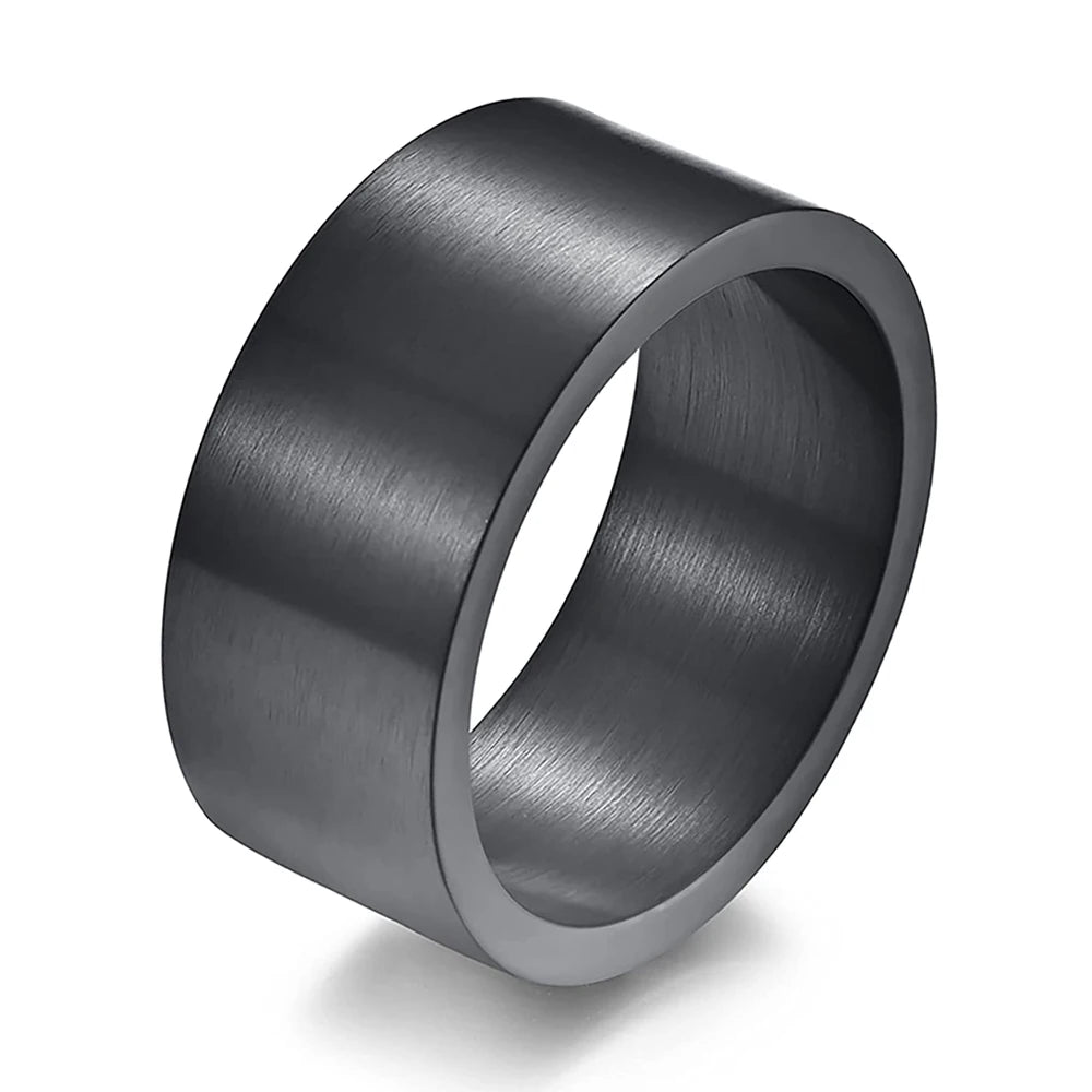 Simple Design 10MM Wide Stainless Steel Rings For Men Women Black/Gold Color/Ancient silver Color Wedding Bride Ring Jewelry