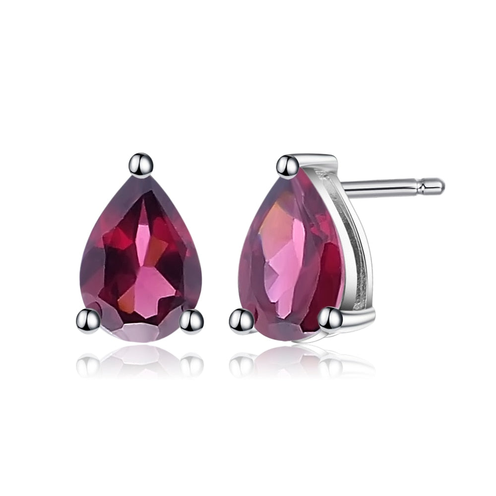 Gem&#39;s Ballet 4*6mm 0.99Ct Natural Swiss Blue Topaz Gemstone Stud Earrings 925 Sterling Silver Fashion Jewelry for Women Rhodolite Garnet