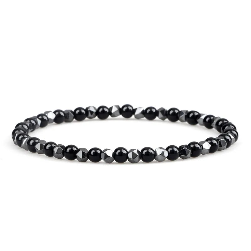 4mm Beads Bracelet Irregular Hematite Men Handmade Stretch Jewelry Black Lava Stone Charms Bracelets For Women Friendship Gifts