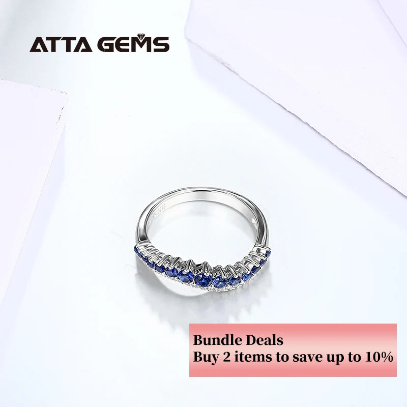 Blue Sapphire Sterling Silver Rings for Women Wedding Engagement Jewelry S925 Created Sapphire Round Cut Wholesale Jewelry