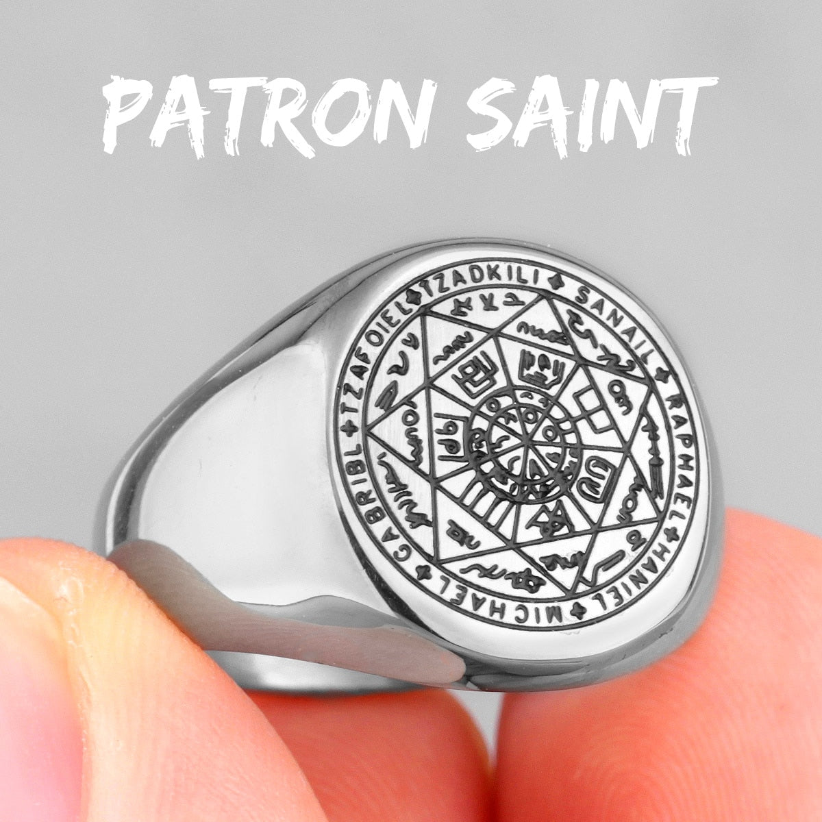 Constellation Patron Saint Star of David Amulet Stainless Steel Men's Rings for Male Boyfriend Jewelry Creativity Gift R561-Patron Saint