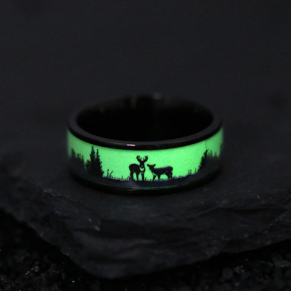 2025 Trendy 8mm Black Titanium Wedding Stainless Steel Rings For Men Inlay Colorful Abalone Shell Ring Men Wedding Band Jewelry