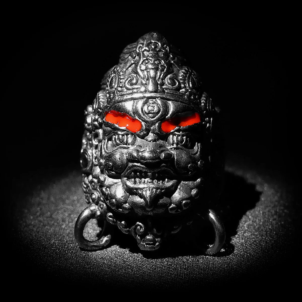 Tibetan Buddhism Raksha Buddha Stainless Steel Mens Rings Punk Amulet for Male Boyfriend Biker Jewelry Creativity Gift Wholesale