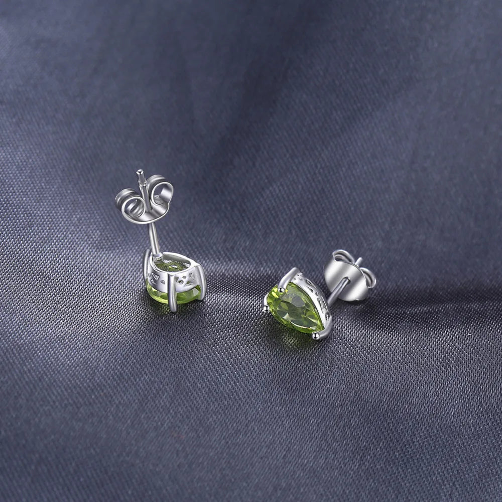 JewelryPalace 1.5ct Pear Genuine Peridot 925 Sterling Silver Stud Earrings for Women Fashion Green Gemstone Statement Jewelry