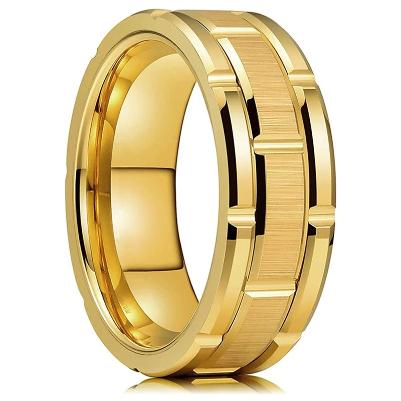 Fashion 8mm Black Polished Finish Tungsten Wedding Ring For Men Inlaid Zirconia Stainless Steel Engagement Ring Men Wedding Band