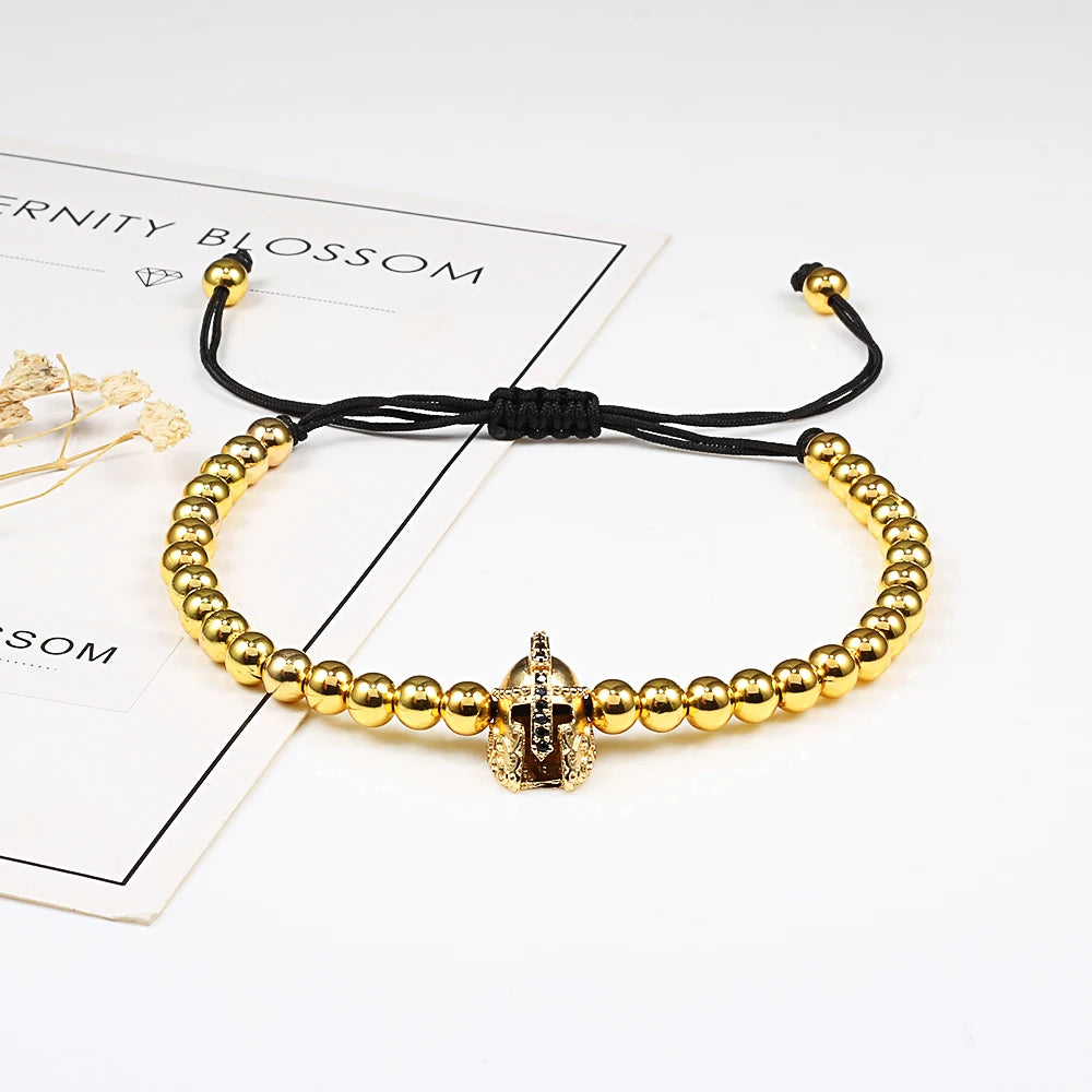 New Couple Bead Bracelet Micro CZ Crown Braided Bracelets For Men Women Adjustable Bangles His Hers Hand Jewelry Lover DIY Gifts
