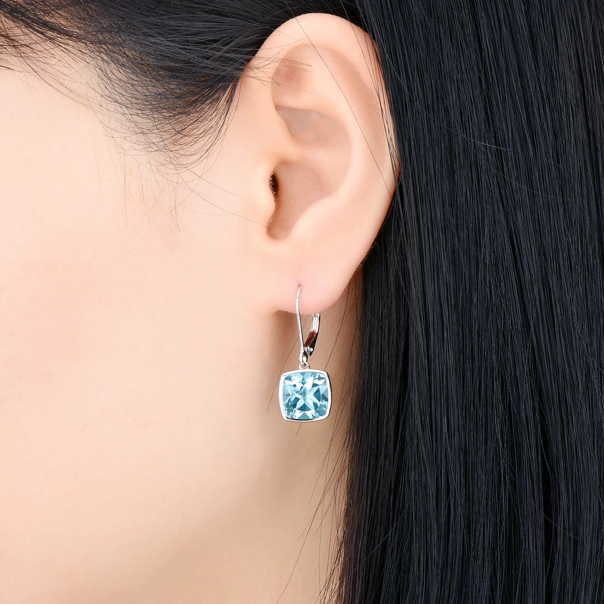 Natural Sky Blue Sterling Silver Drop Earring 5.4 Carats Genuine Topaz S925 Jewelry Simple Classic Style Party Anniversary