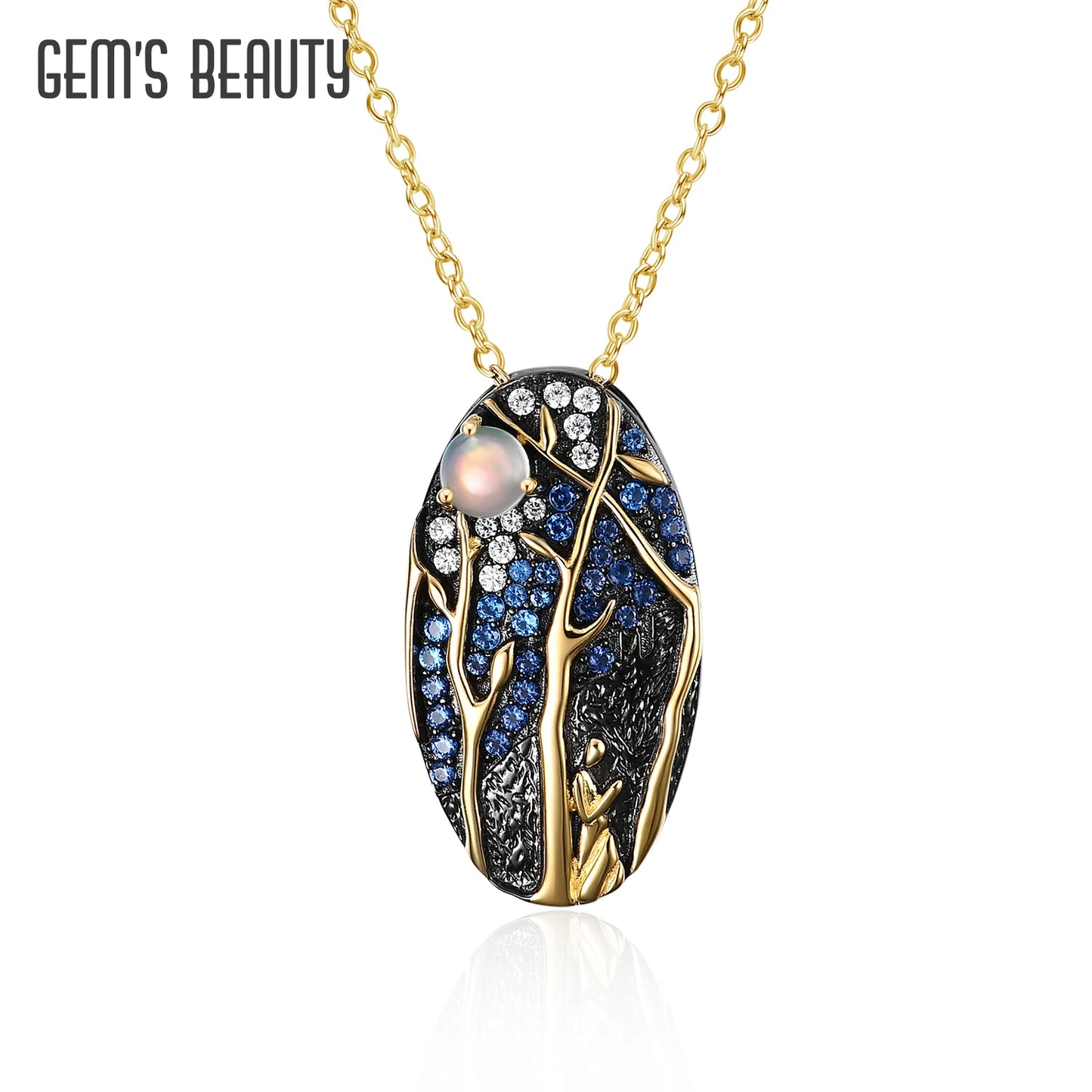 Gem's Beauty Pendant Necklaces for Women Fashion Jewelry Gifts Ethiopia Opal Gold Plate Top Designer Luxury Jewelry Neck Chains Default Title