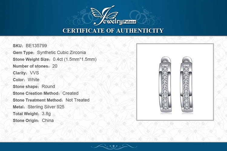 JewelryPalace Channel Eternity 925 Sterling Silver Cubic Zirconia Fashion Clip Earrings for Women