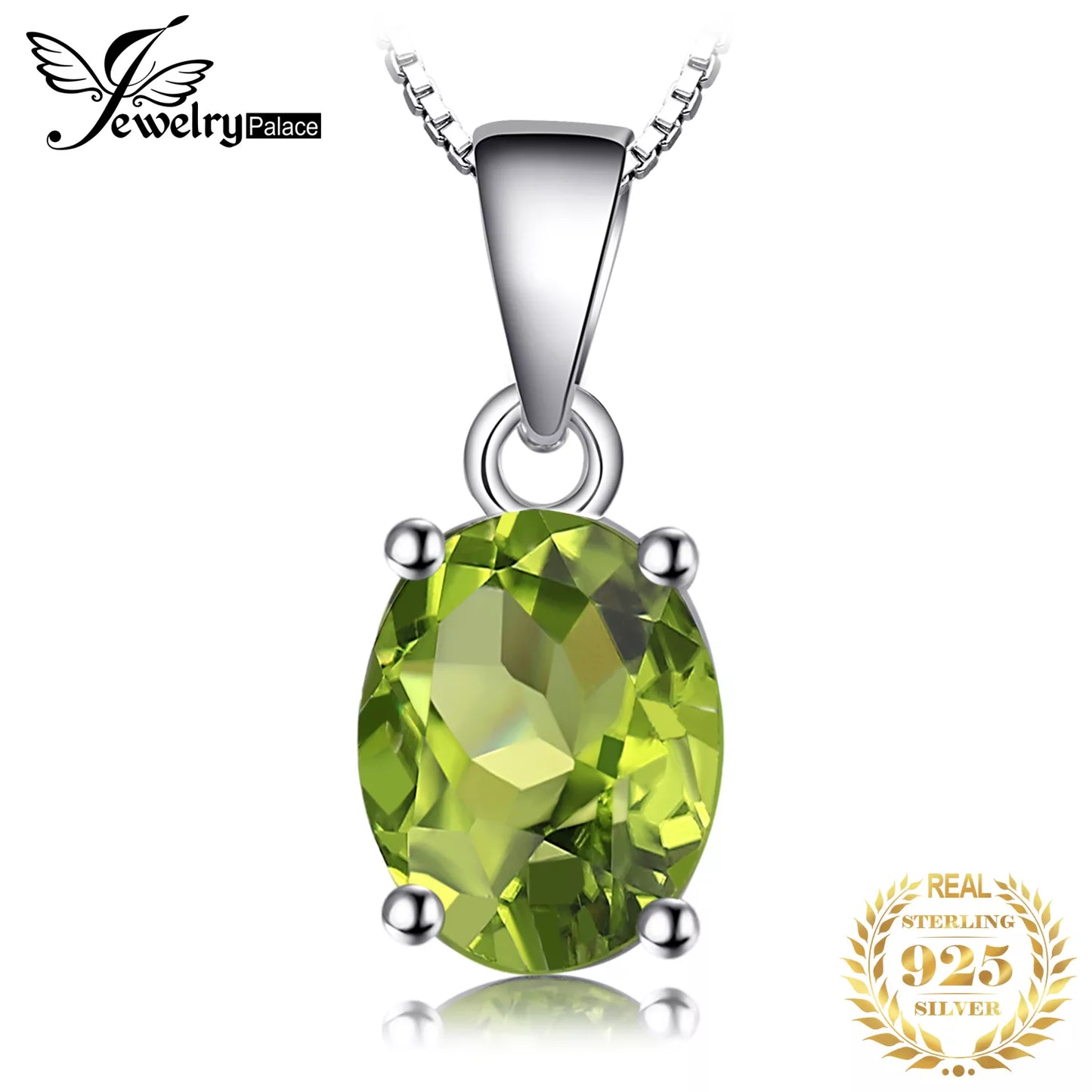 JewelryPalace 2.2ct Natural Green Peridot 925 Sterling Silver Pendant Necklace for Women No Chain Rose Gold Yellow Gold Plated