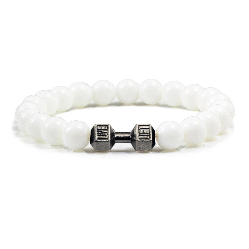Black Weathered  Wristband Adjustable Barcelets For Women Men Beads Bracelet Dumbbell Mens Fashion Yoga Jewelry Original Bangles