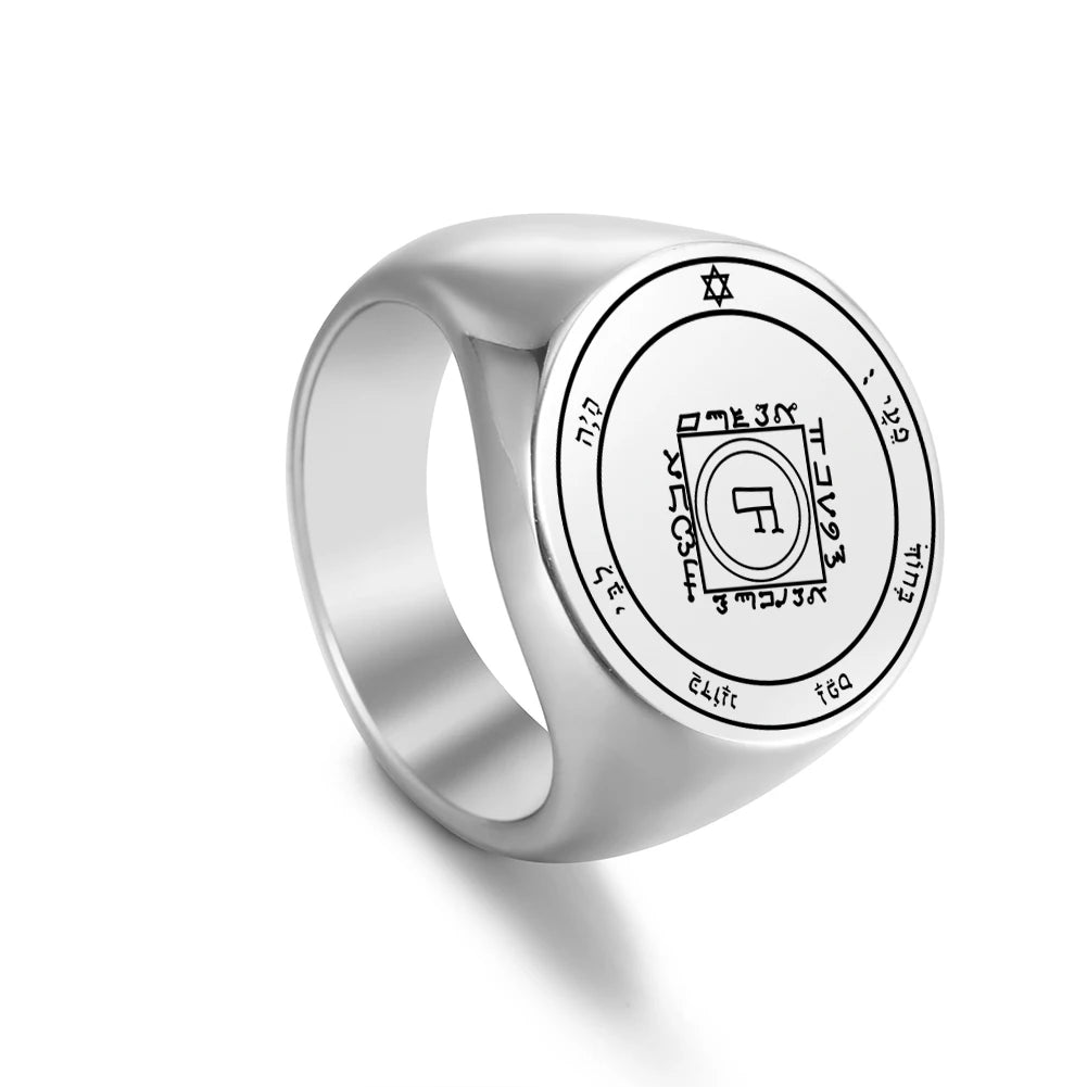 Dawapara Solomon Rings for Men Talisman Key of Solomon Amulet Punk Ring Stainless Steel Jewelry
