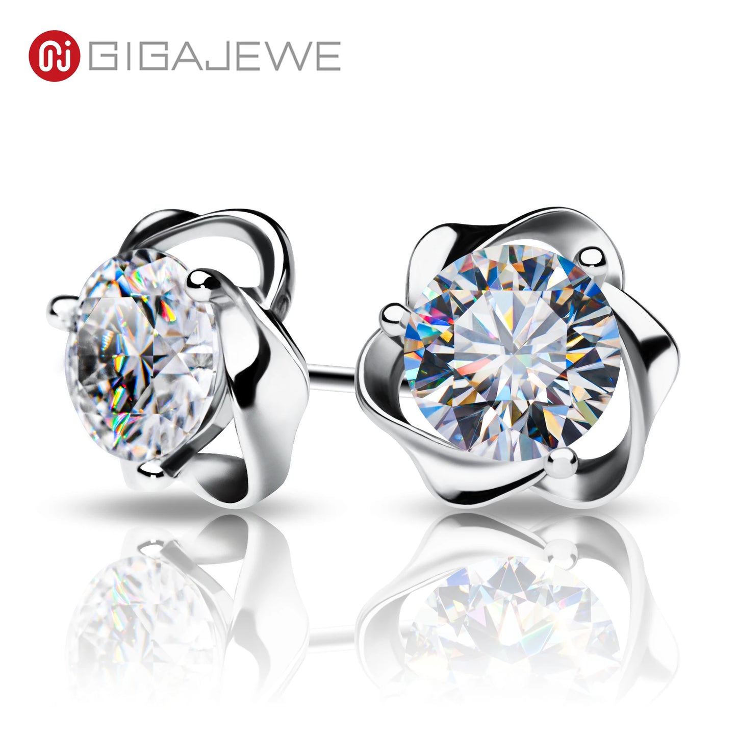 GIGAJEWE Moissanite D Color VVS1 Total 1.0ct 925 Silver Earring White D